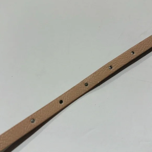 Tan/nude ultra skinny 3/8” belt with silver toned buckle 29-33” - Picture 8 of 8